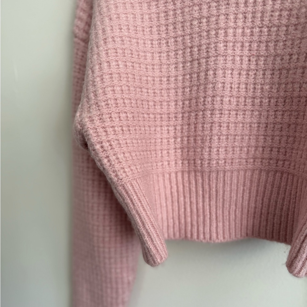 For Love & Lemons  ‘Madeline’ Turtleneck Crop Sweater  large pink waffle knit - Picture 11 of 16